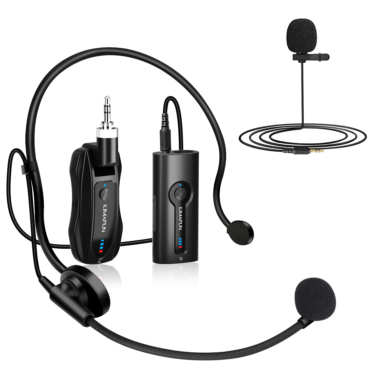 Kimafun 8HS Wireless Headset Microphone System Work 165FT Range Wireless Headset Lavalier