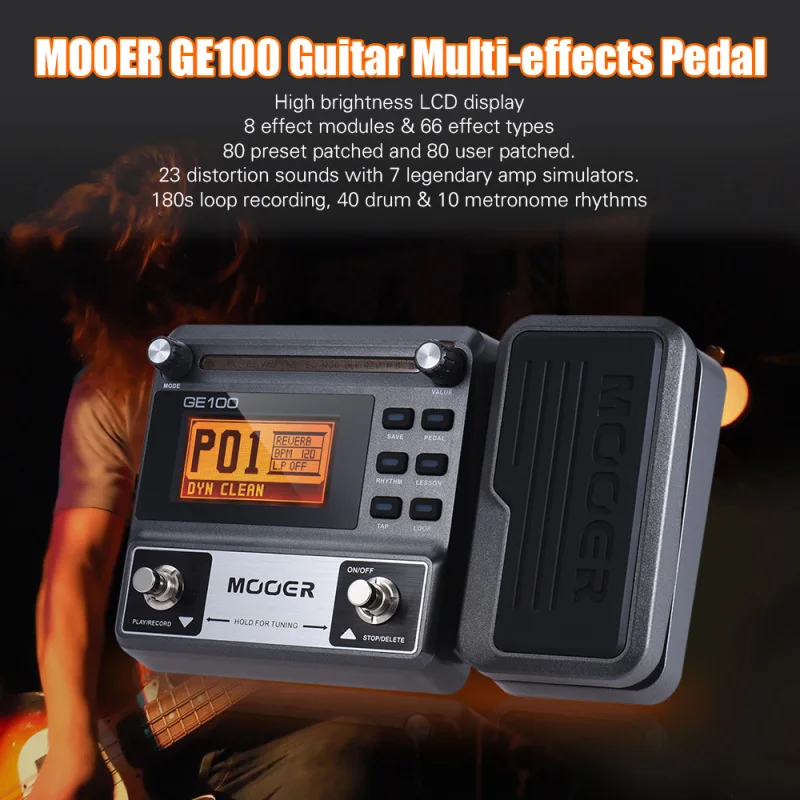 Mooer GE100 Multi-effects Processor Pedal Loop Record Tuning Tap Tempo Rhythm Scale