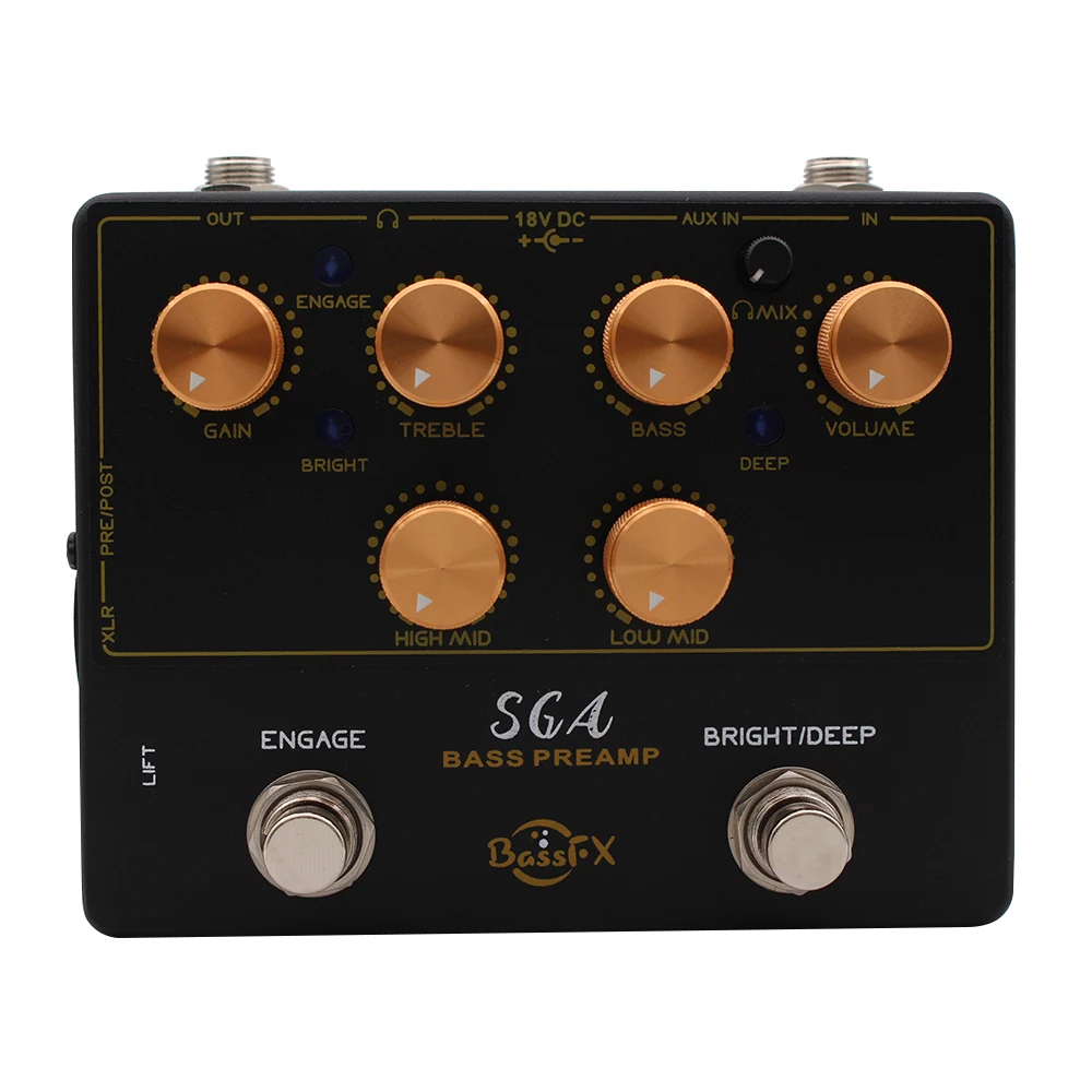 Fanmuzk AUX-IN SAG Bass Pedal BASS ANALOG PREAMP+DI+ Headphone Out Bass Preamp - Image 3