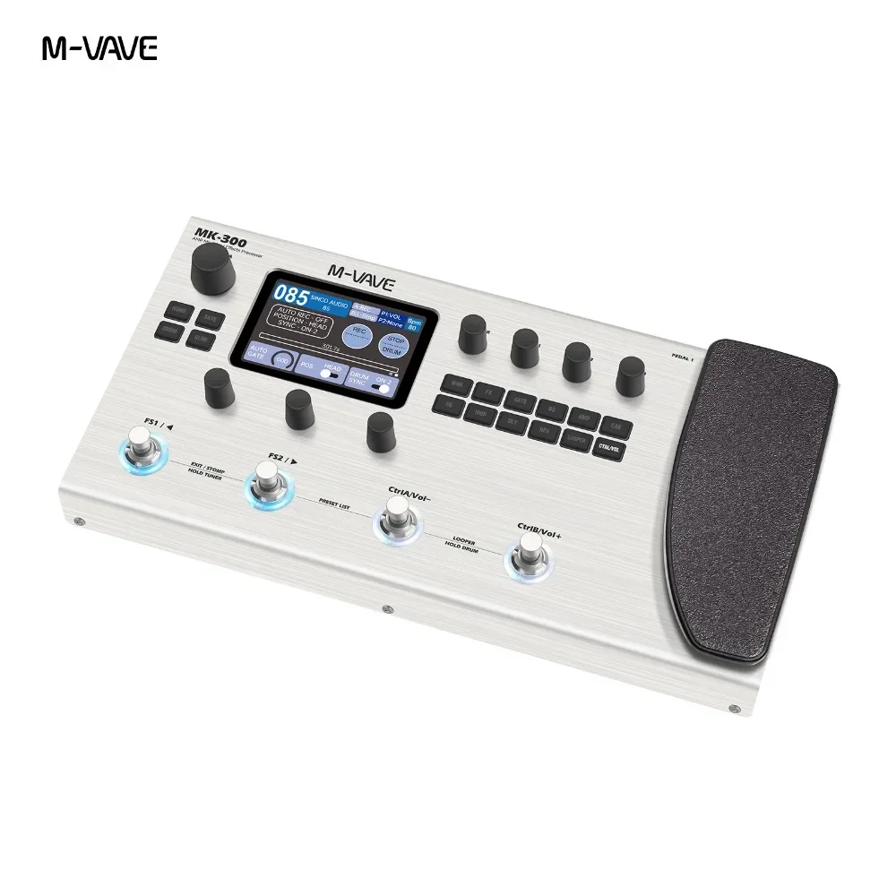 M-Vave MK-300 Multi-Function Bass Effector Pedal 300s Looper+128 Drum MIDI DAW ANN