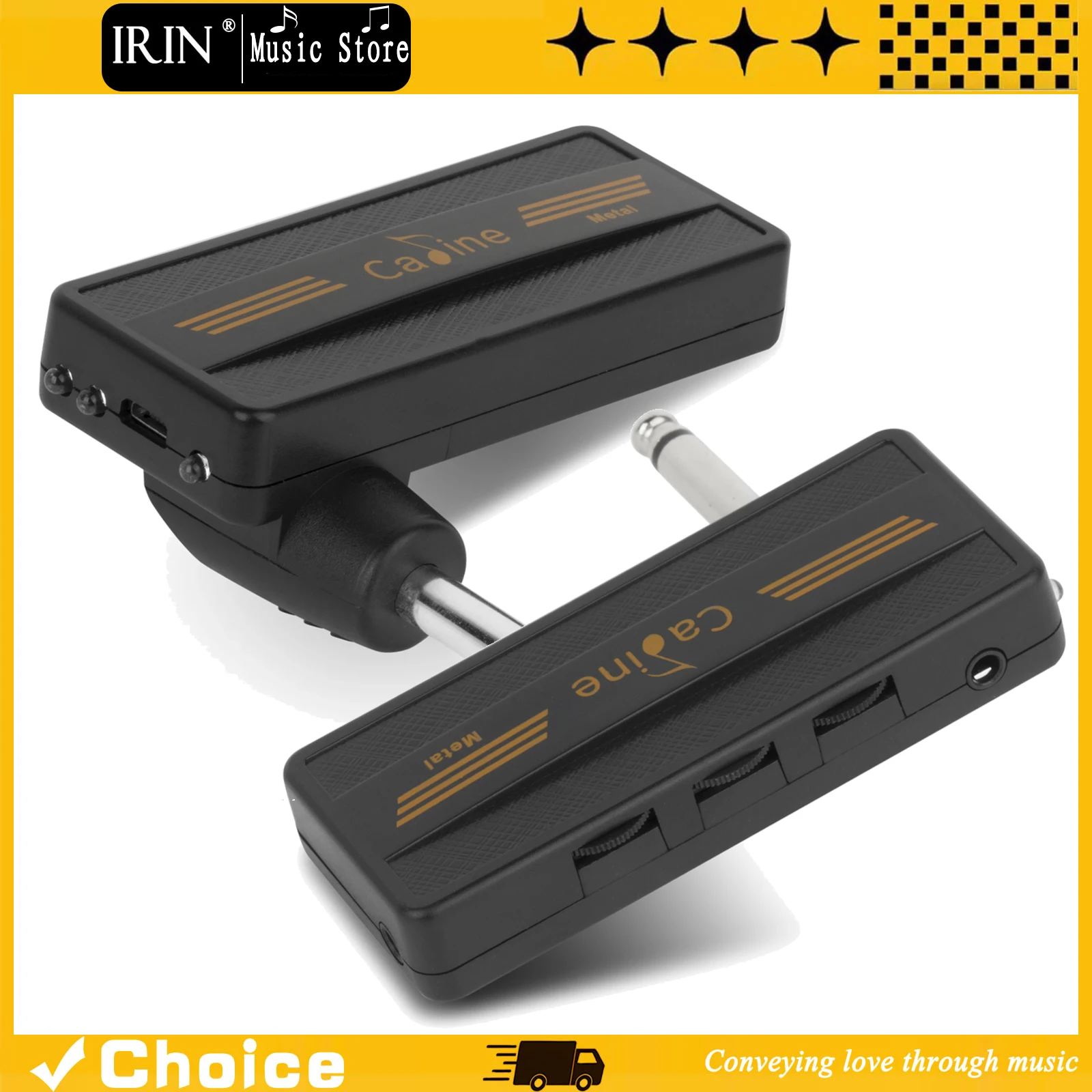 Caline Wireless Guitar Plug Amplifier Headphone Amp Mini Plug Pedal De Guitarra Rechargeable with Distortion Effect