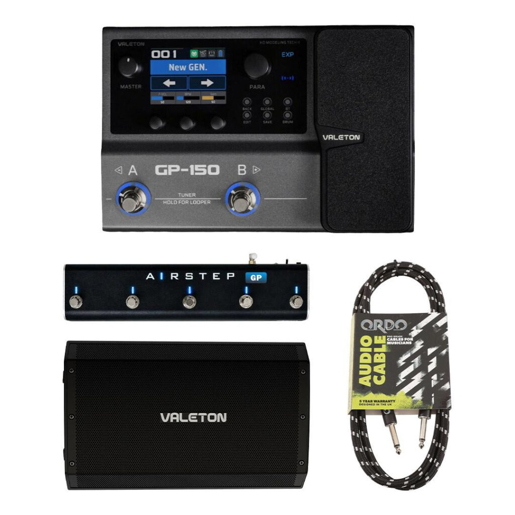 Valeton GP-150 Multi-FX Pedal, VFR-110 FRFR Guitar Cab & XSonic Airstep GP Controller Bundle
