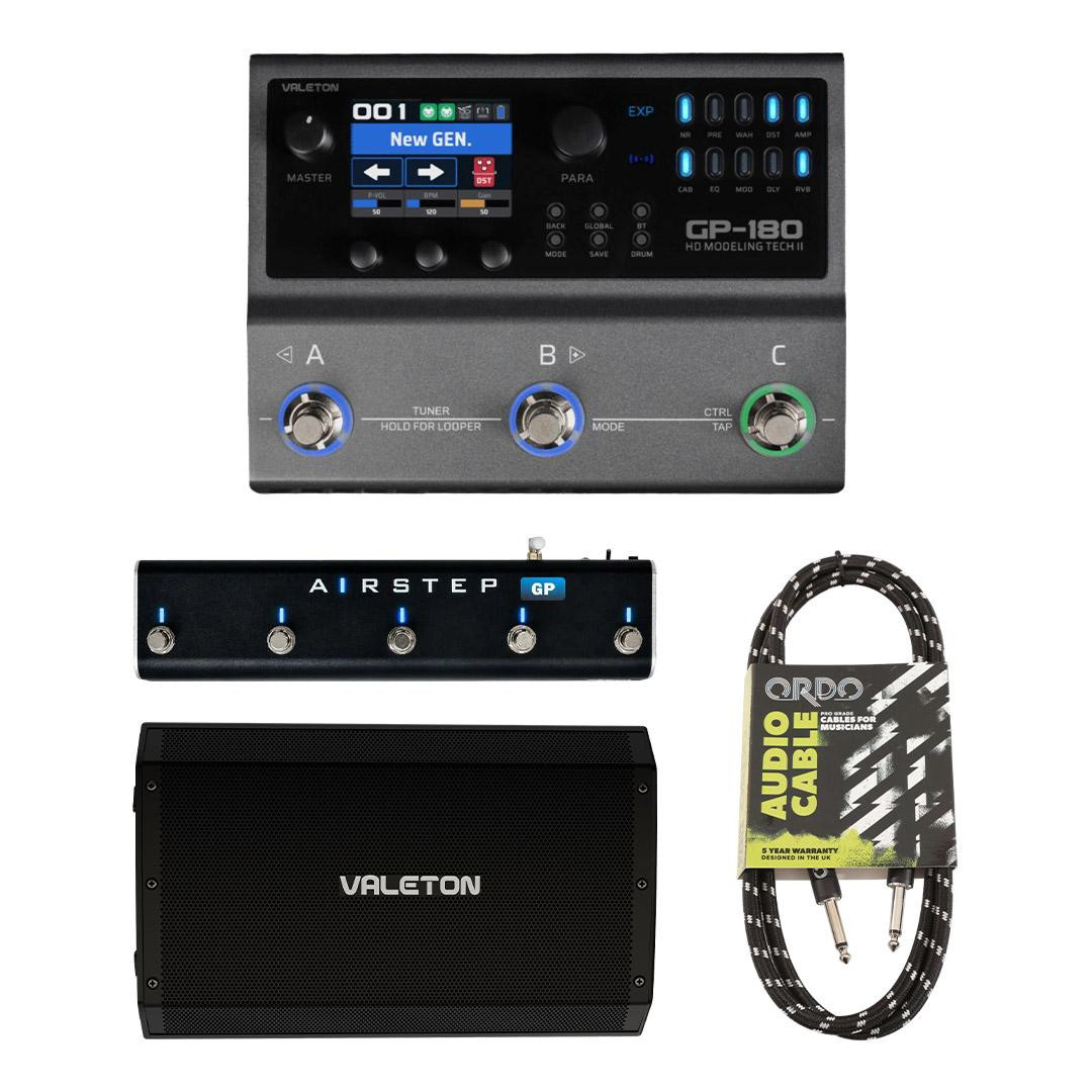 Valeton GP-180 Multi-FX Pedal, VFR-110 FRFR Guitar Cab & XSonic Airstep GP Controller Bundle - Image 1