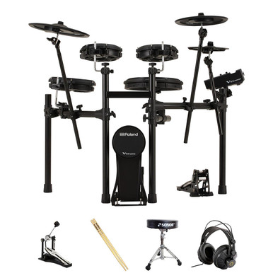 Roland TD313 Kit with throne, pedal, headphones, sticks