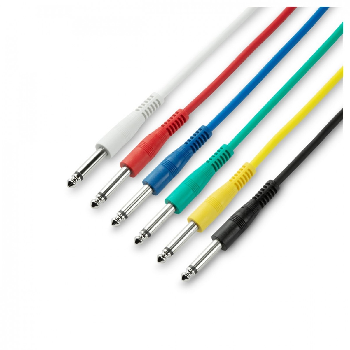 Adam Hall 3 STAR Unbalanced Set of 6 1/4" Jack TS Patch Cables 30cm - Image 1