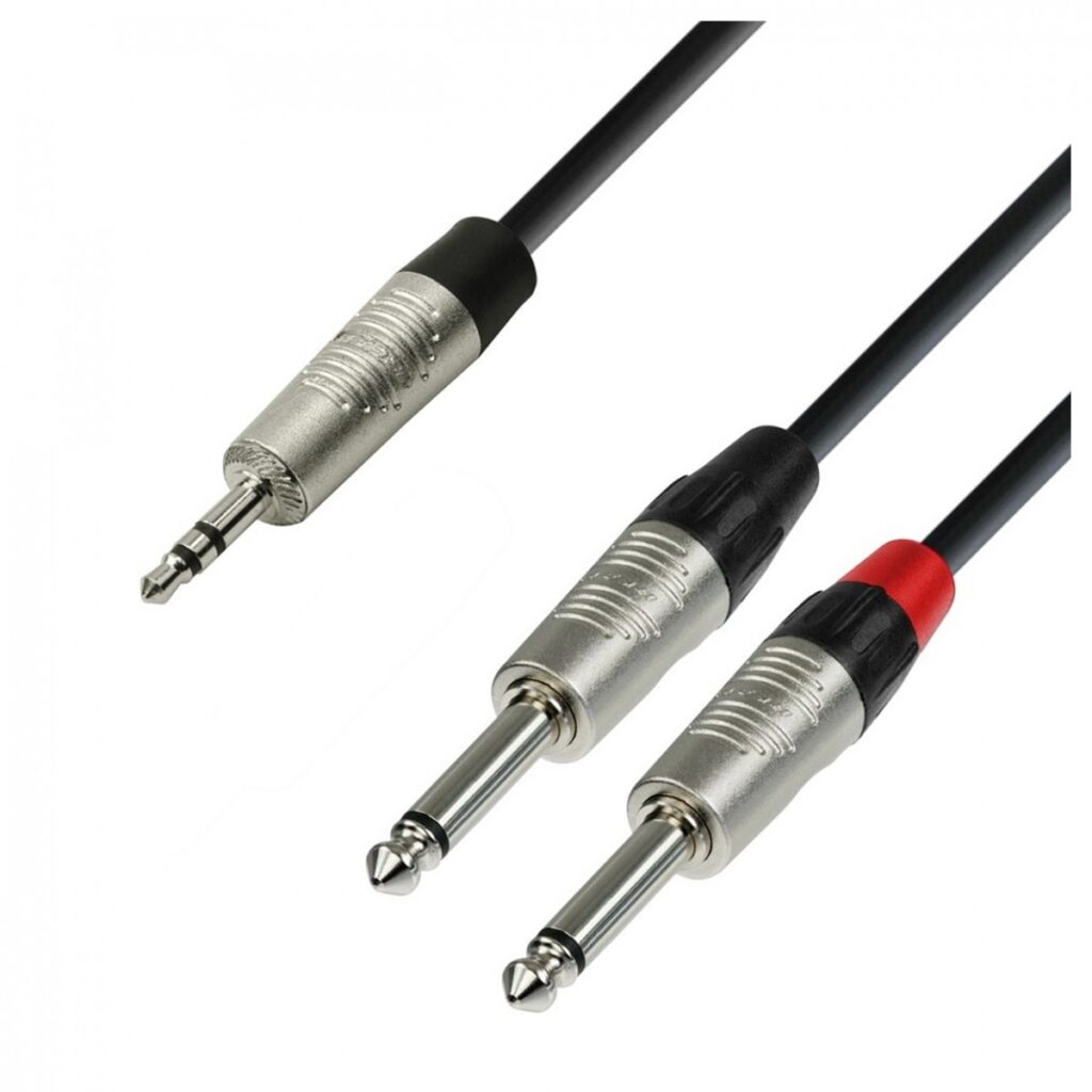 Adam Hall 4 STAR Rean 3.5mm TRS Mini Jack to Twin TS 1/4" Jack Splitter Cable 1.5m