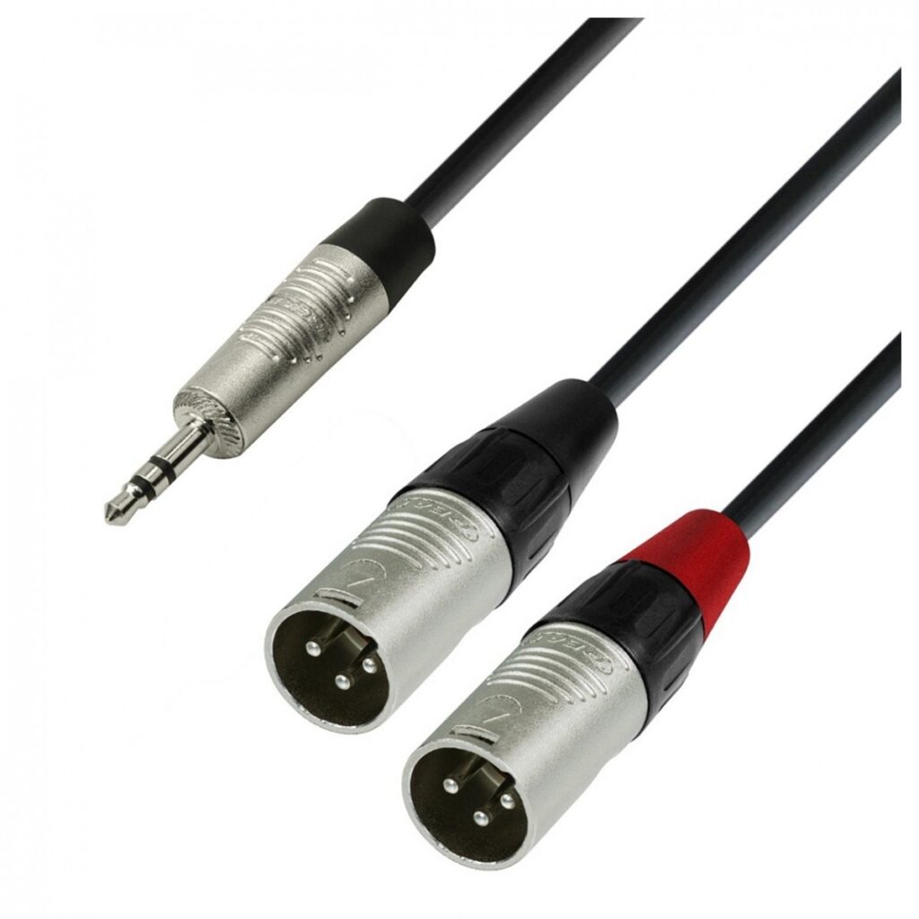 Adam Hall 4 STAR Rean 3.5mm TRS Mini Jack to Twin XLR (M) Splitter Cable 1.8m