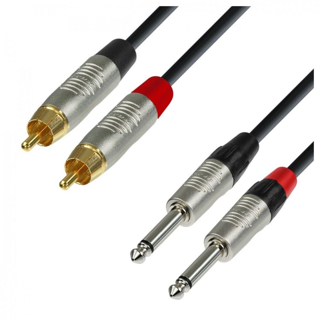 Adam Hall 4 STAR Rean Unbalanced Twin 1/4" Jack to RCA Cable 1.5m