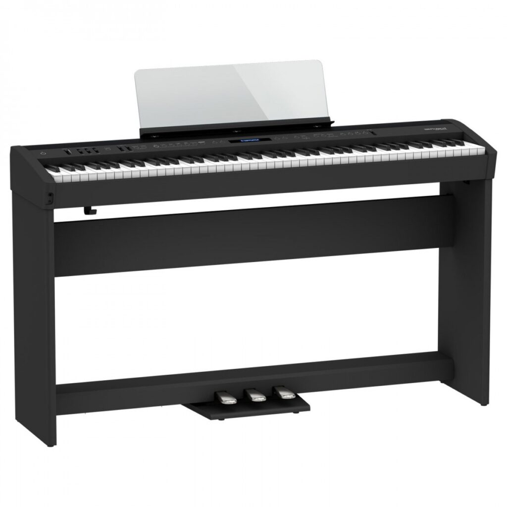 Roland FP-60X Digital Piano with Wood Frame Stand and Pedals Black