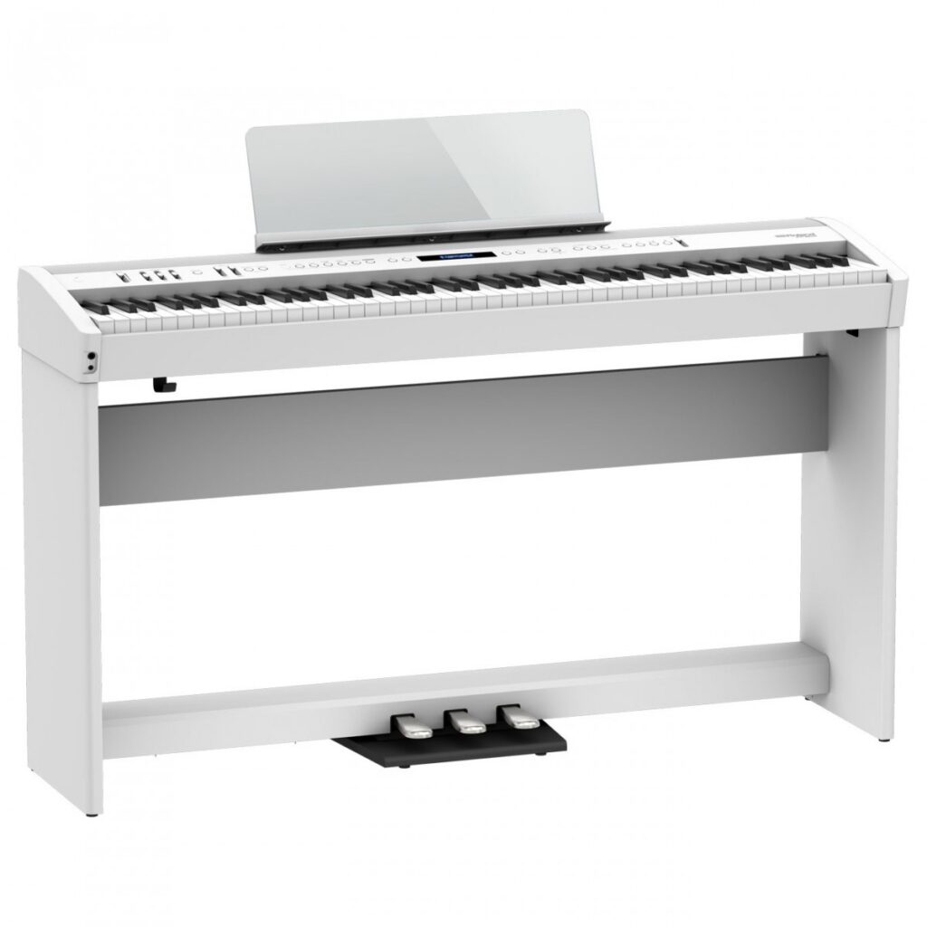 Roland FP-60X Digital Piano with Wood Frame Stand and Pedals White