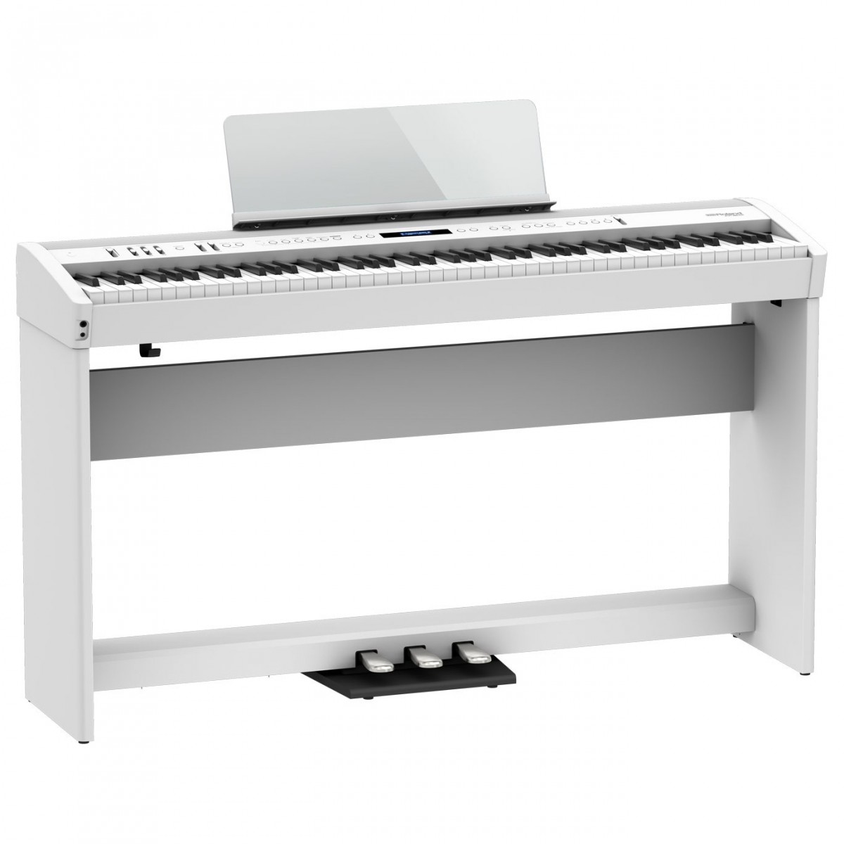 Roland FP-60X Digital Piano with Wood Frame Stand and Pedals White - Image 1