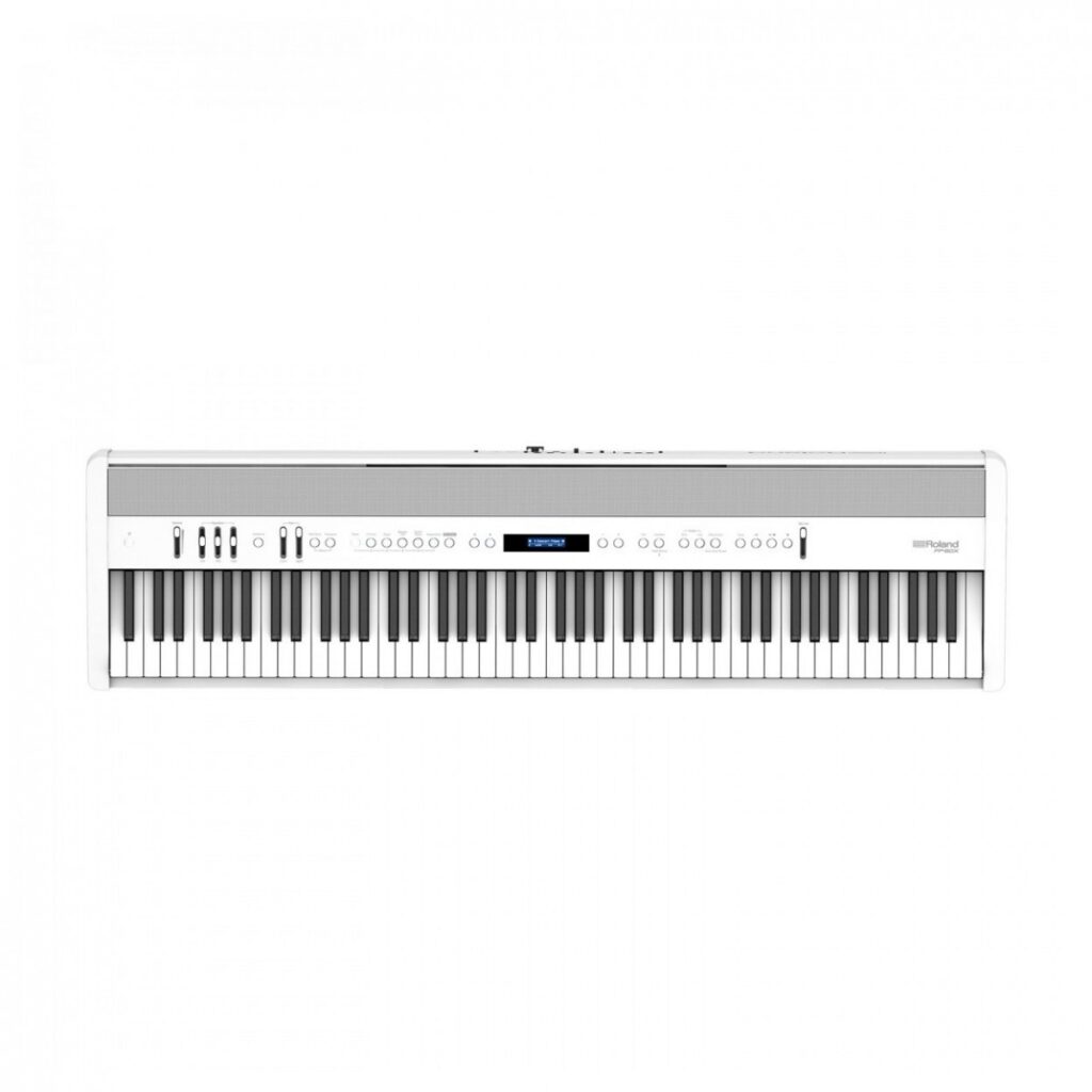 Roland FP-60X Digital Piano with Wood Frame Stand and Pedals White