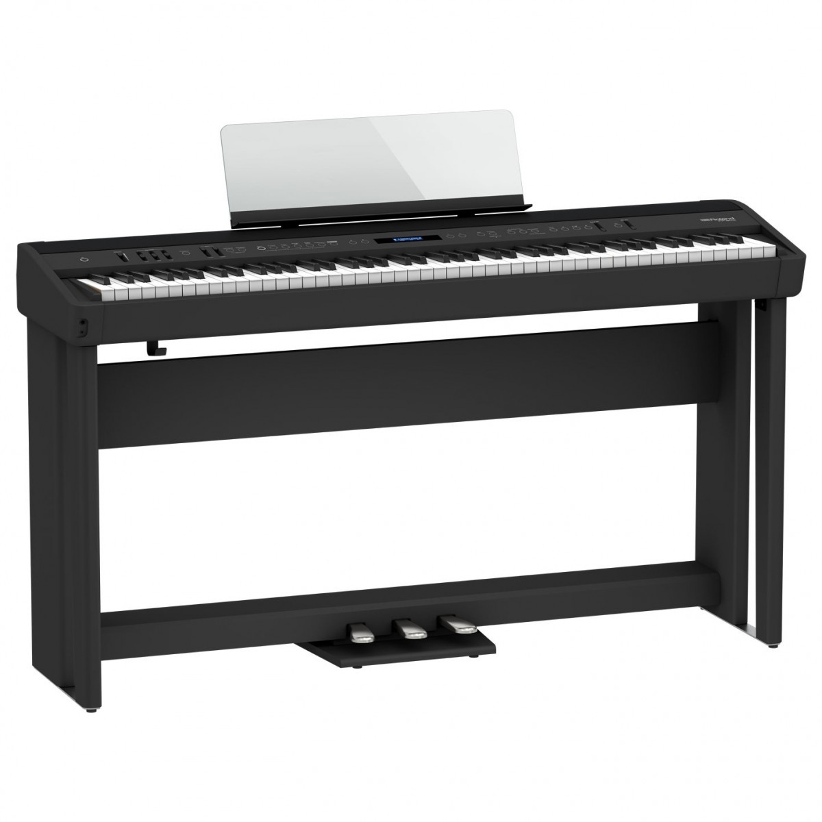 Roland FP-90X Digital Piano with Wood Frame Stand and Pedals Black - Image 1