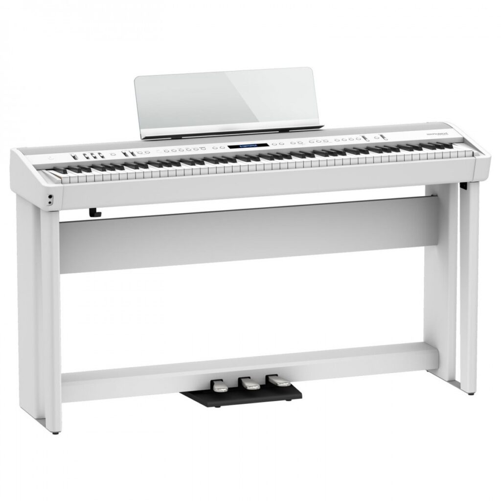 Roland FP-90X Digital Piano with Wood Frame Stand and Pedals White