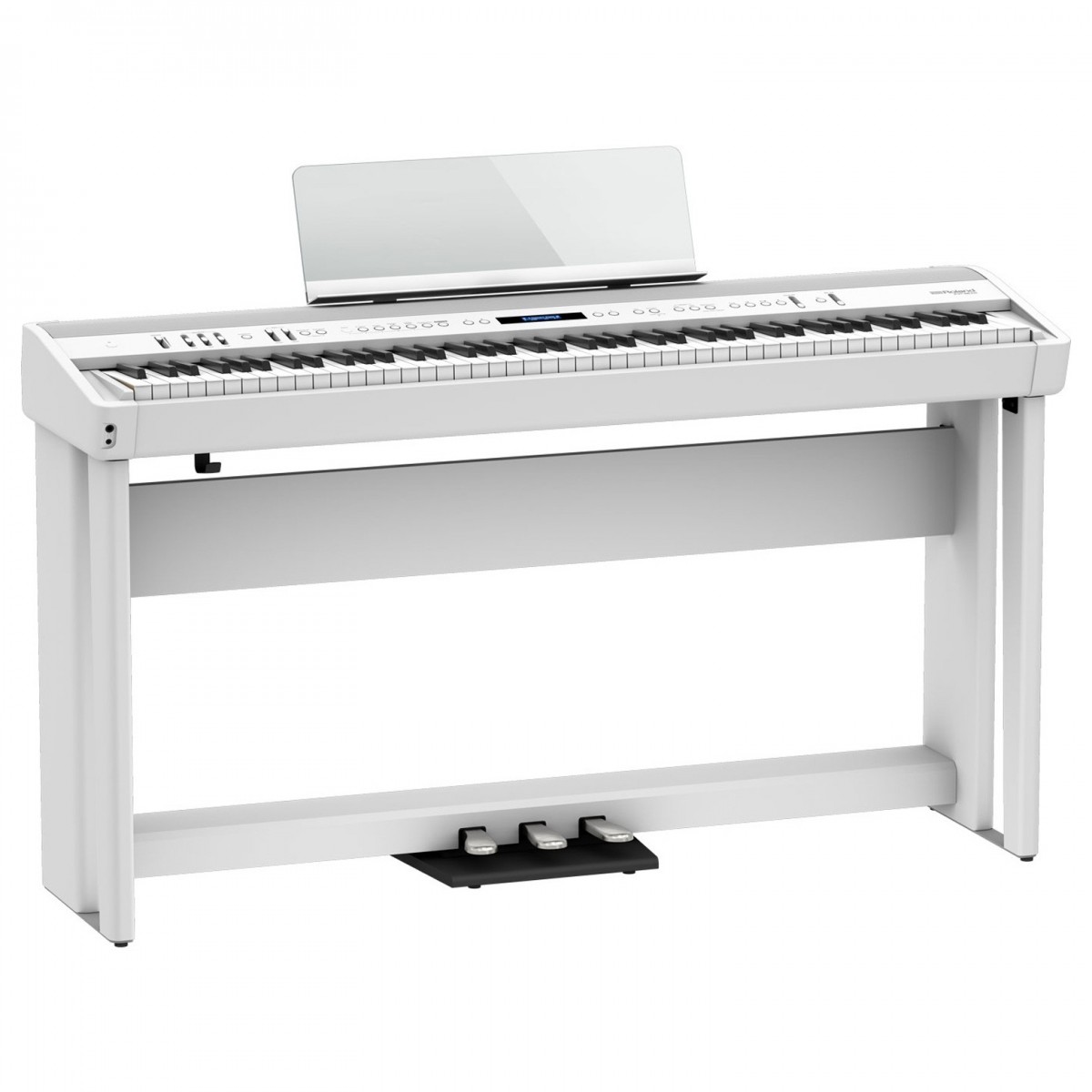 Roland FP-90X Digital Piano with Wood Frame Stand and Pedals White - Image 1