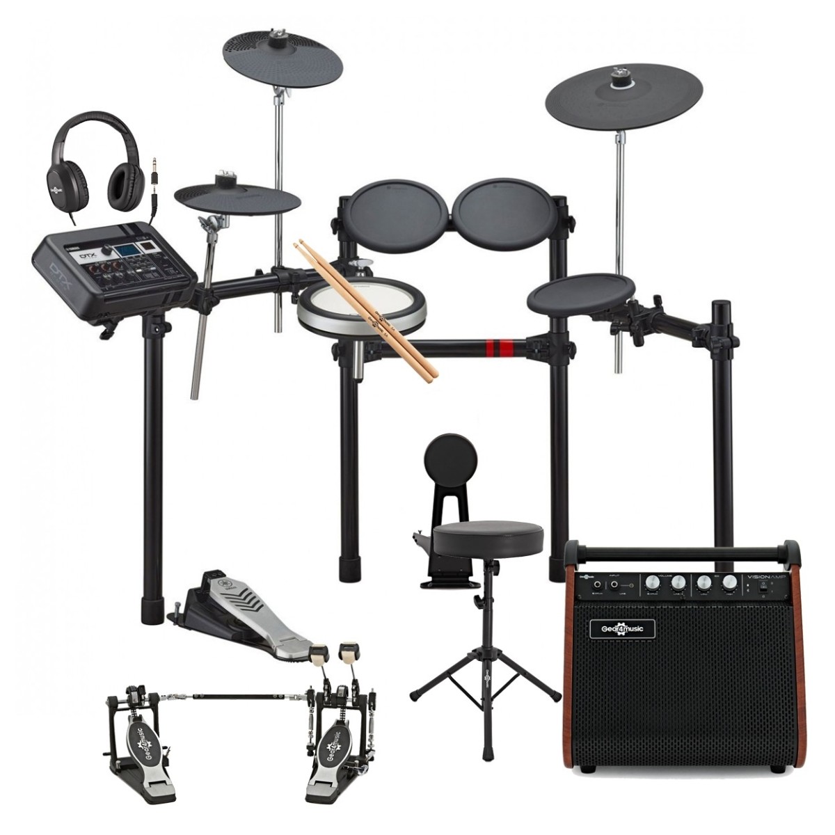 Yamaha DTX6K-X Electronic Drum Kit w/ Double Pedal Complete Bundle - Image 1