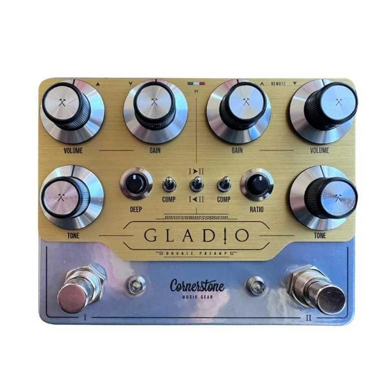 Cornerstone Limited Edition Gladio Mk3 Professional Dual Preamp Pedal in Gold & Silver
