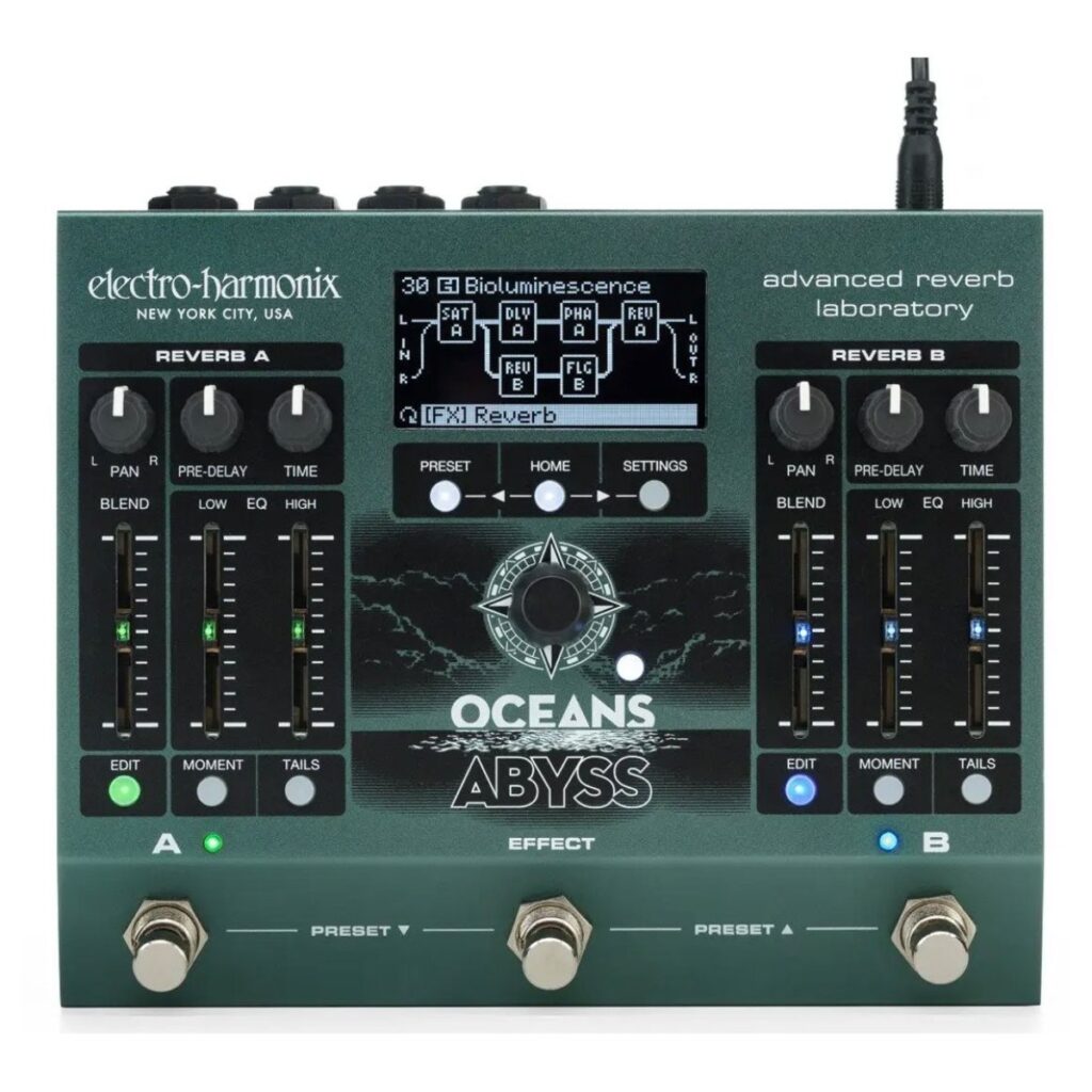 Electro Harmonix Oceans Abyss Dual Stereo Reverb Pedal