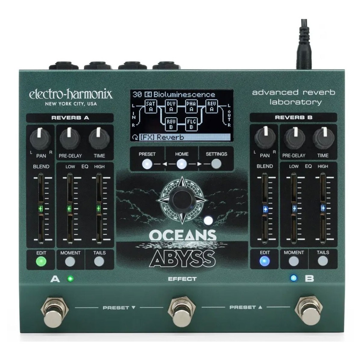 Electro Harmonix Oceans Abyss Dual Stereo Reverb Pedal - Image 1