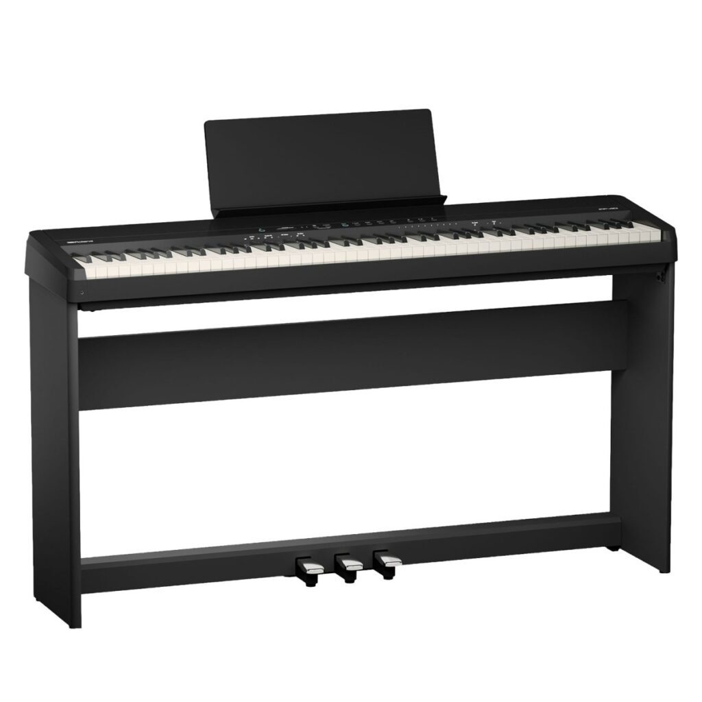 Roland FP-40 Digital Piano with Wood Frame Stand and Triple Pedal Unit Black
