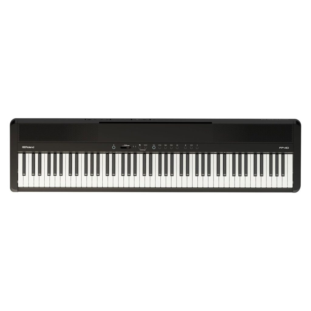 Roland FP-40 Digital Piano with Wood Frame Stand and Triple Pedal Unit Black