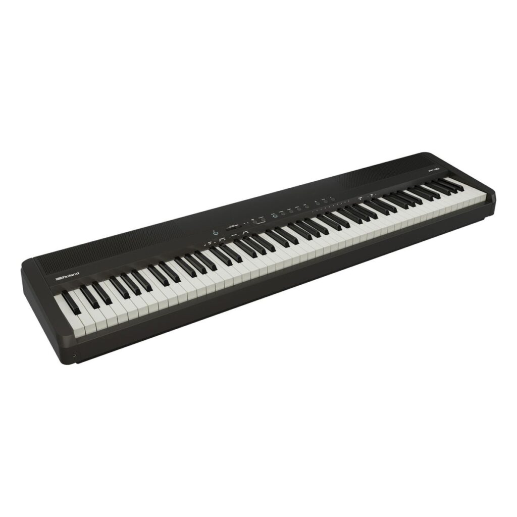 Roland FP-40 Digital Piano with Wood Frame Stand and Triple Pedal Unit Black