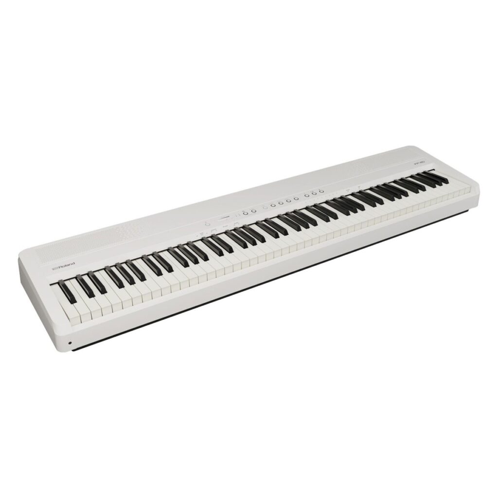 Roland FP-40 Digital Piano with Wood Frame Stand and Triple Pedal Unit White