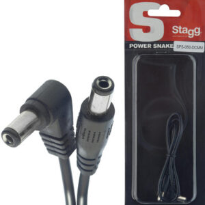 Stagg 50cm DC Power Cable - Straight Jack to Right Angle Jack - Image 1