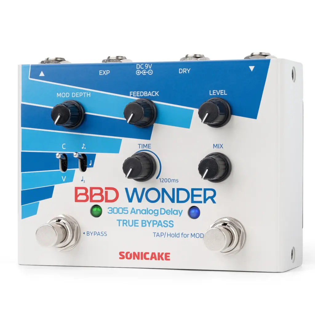 SONICAKE BBD Wonder Analog Delay & Modulation Pedal 3005 BBD True Bypass Dual Footswitch Guitar Bass Effects Pedal QDS-10