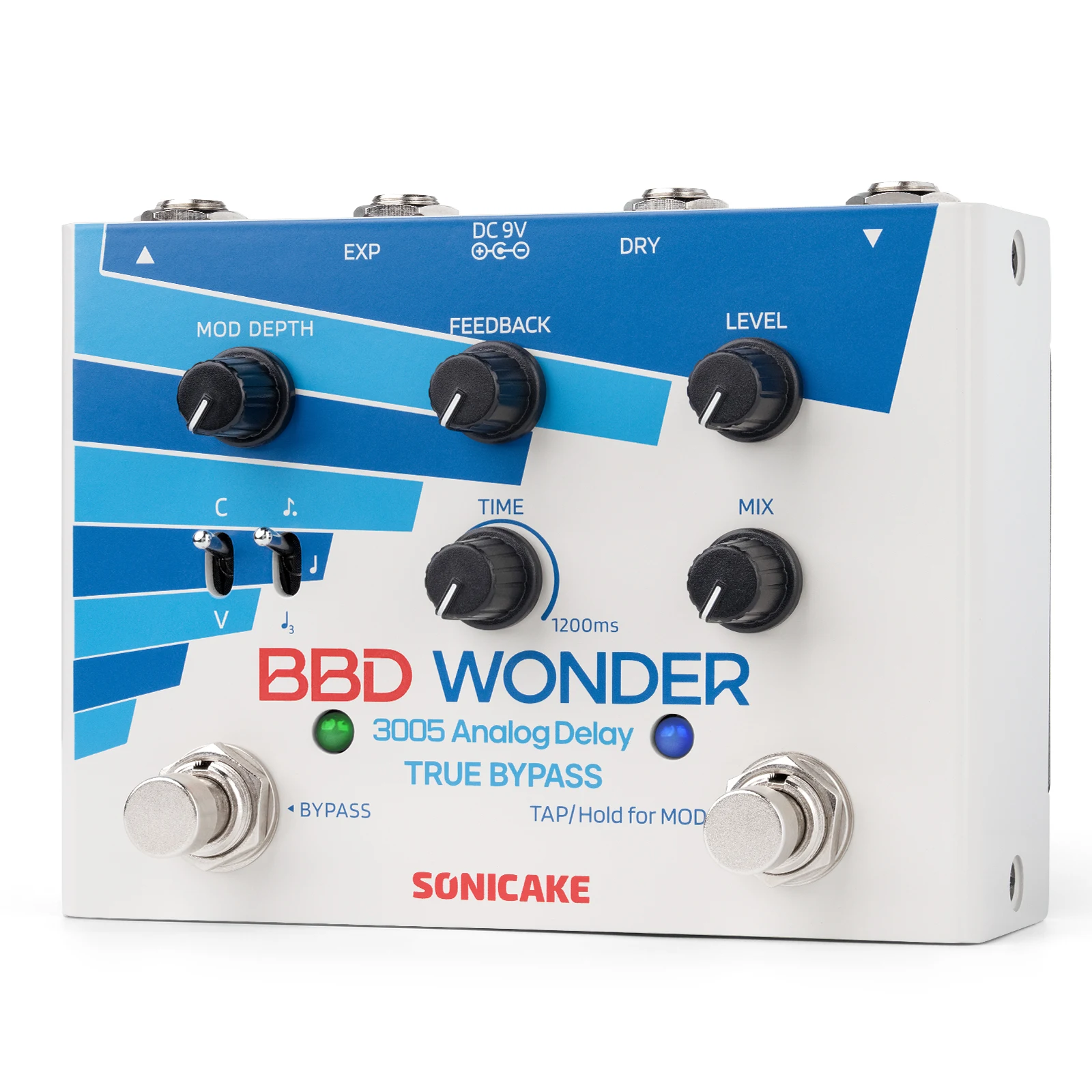 SONICAKE BBD Wonder Analog Delay & Modulation Pedal 3005 BBD True Bypass Dual Footswitch Guitar Bass Effects Pedal QDS-10 - Image 1