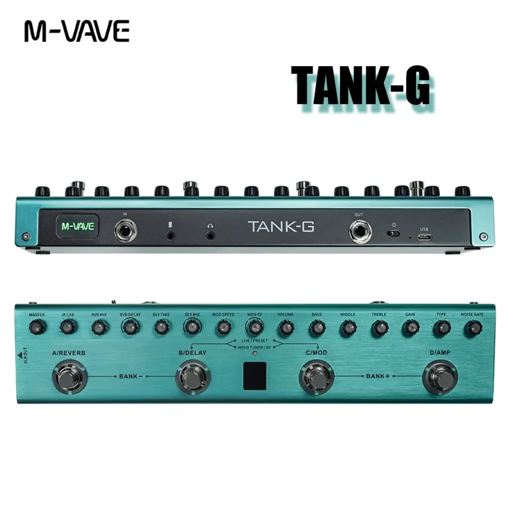 M-VAVE TANK-G Guitar Multi-Effects Processor - 36 Presets, 9 Preamp, 8 IR, USB Audio, BT, 12Hrs, XLR, 613g, for Guitarists