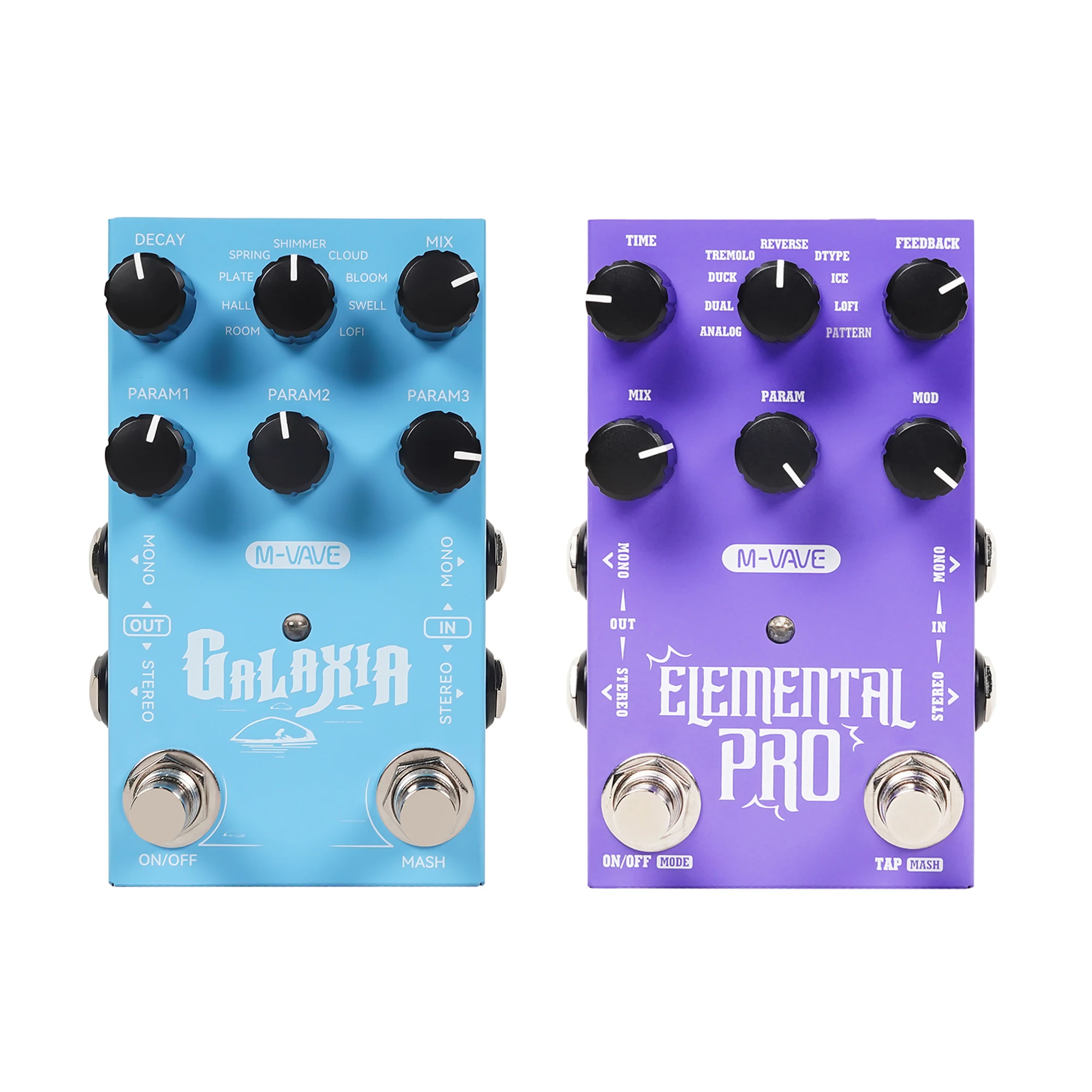 M-VAVE ELEMENTAL PRO Delay GALAXIA Reverb Digital Stereo Guitar Pedal 9 Delay 9 Reverb Sounds USB DC9V Effect Pedal - Image 1