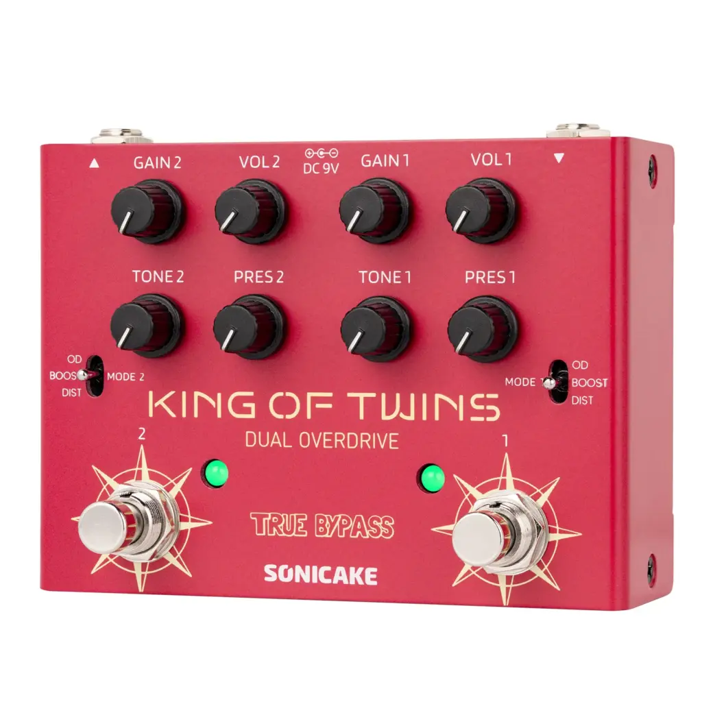 SONICAKE King of Twins 3 Modes Overdrive, Boost, Distortion Guitar Effects Pedal Dual Channel Controls Analog True Bypass QDS-08
