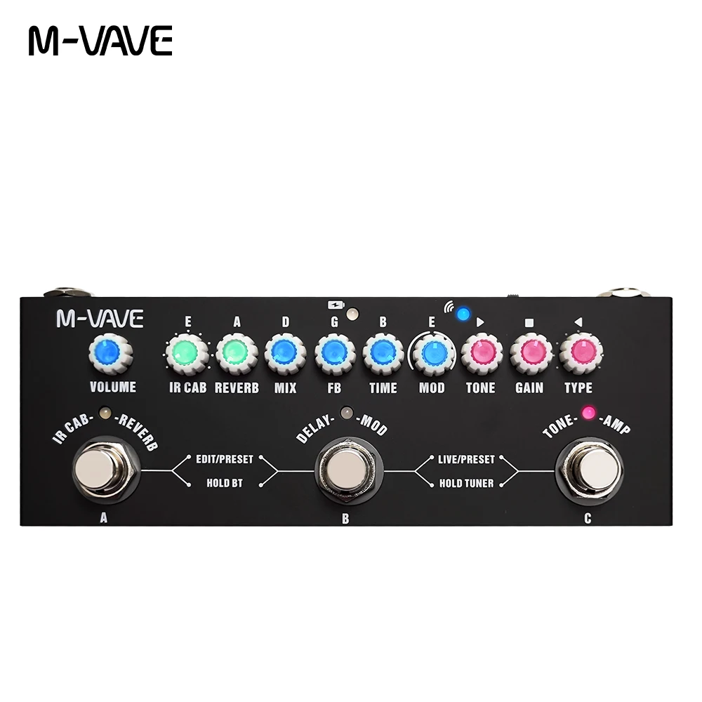 M-VAVE CUBE BABY Multifunctional Electric Guitar Effect Pedal Delay Chorus Reverb Effects 8 IR Cabinet Rechargeable Pedal Cuvave