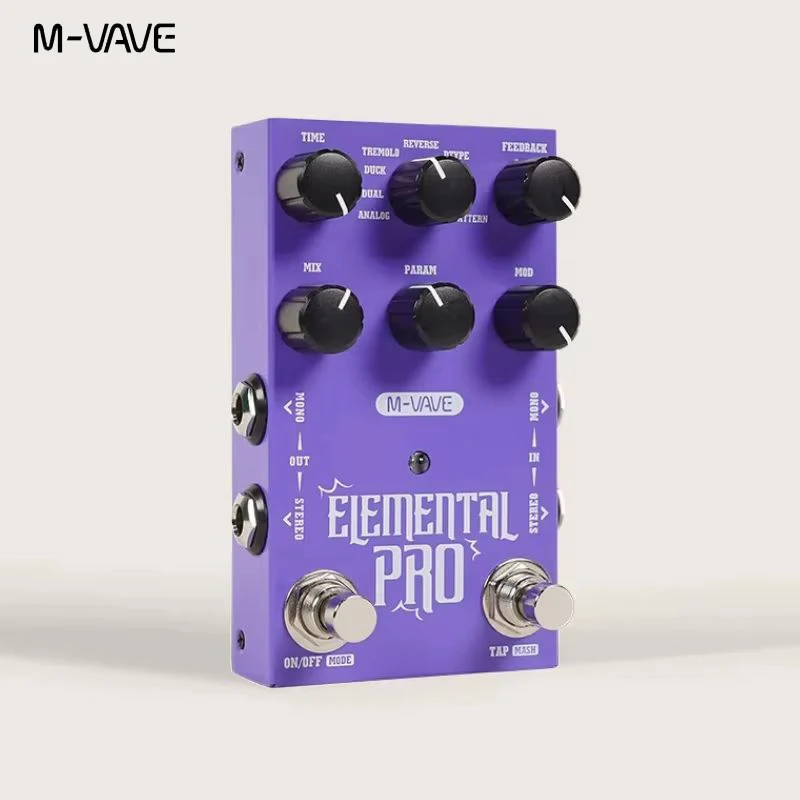 In Stock M-Vave Elemental Pro Electric Guitar Delay Pedal Stereo Delay Effect 9 Modes 100 1200ms Time For Guitar Performance